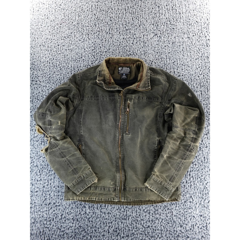 KUHL Mens Workwear Jacket Brown Corduroy Collar Full Zip Size Large